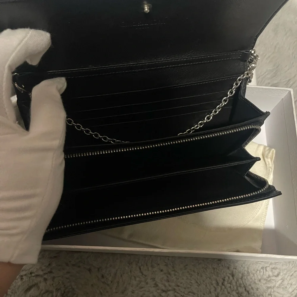 Dior Black Patent Quilted Wallet Clutch